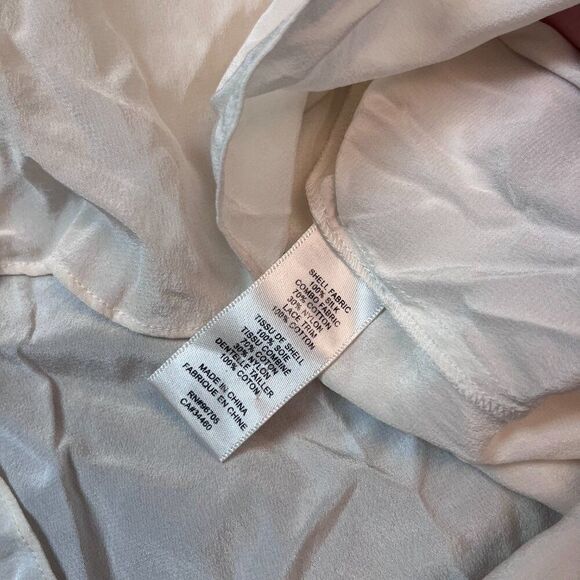 Rebecca Taylor Off White Silk Blouse Mixed Media Size 2 - Picture 6 of 6